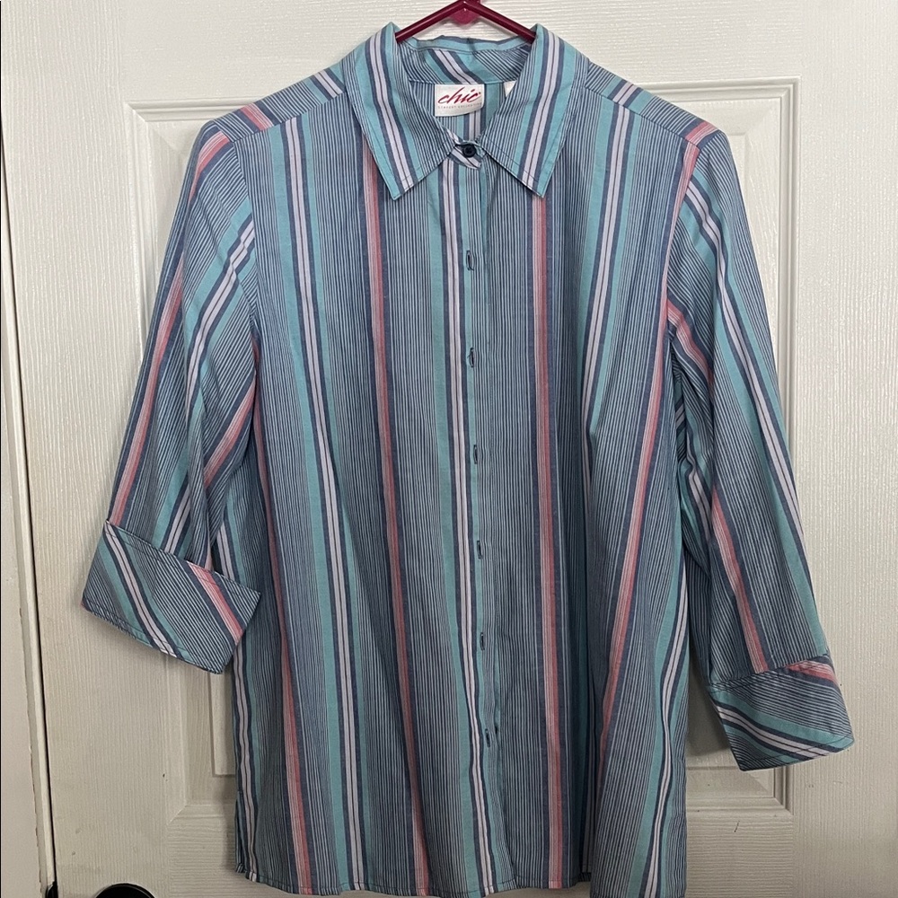 Chic Multicolor Striped Woman’s Shirt